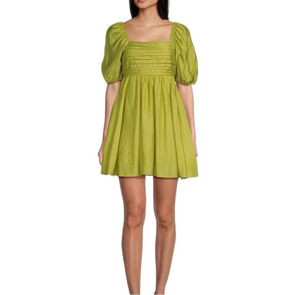 Blu Pepper Puff Sleeve Minidress Lime Green NWOT